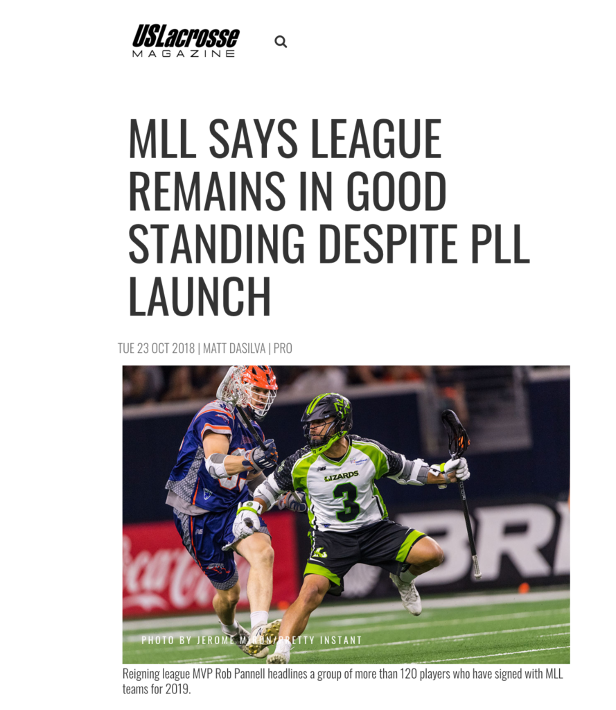 US Lacrosse Magazine “MLL Says League Remains in Good Standing
