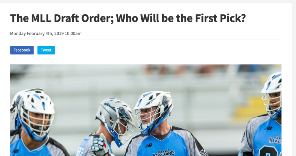 Inside Lacrosse, “The MLL Draft Order; Who Will be the First Pick