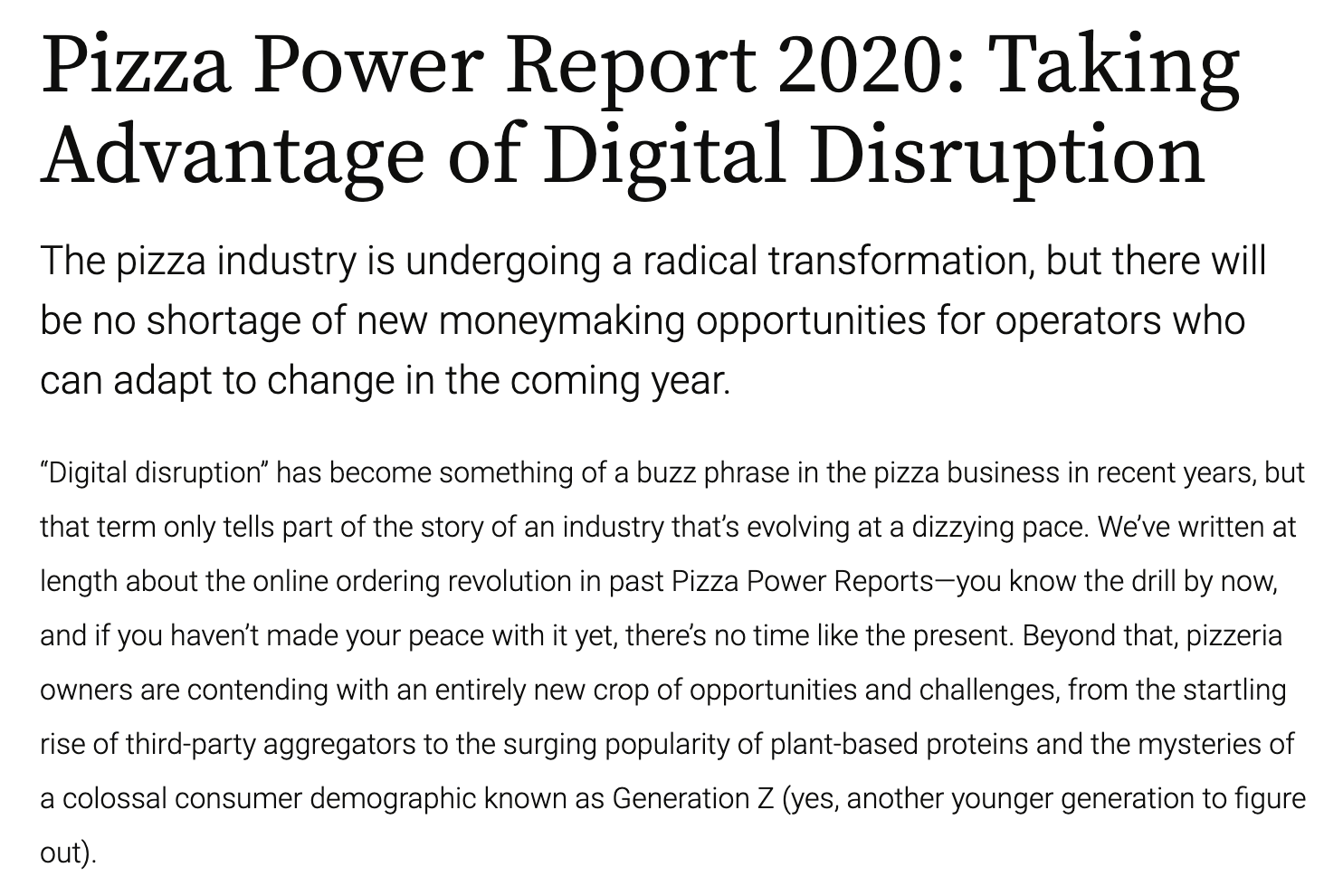 PMQ Pizza Magazine, “Pizza Power Report 2020: Taking Advantage of Digital Disruption”