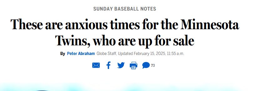 These are anxious times for the Minnesota Twins, who are up for sale, Boston Globe