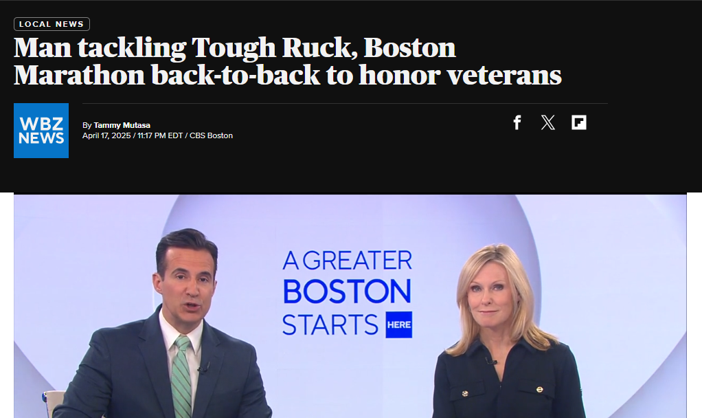 Man tackling Tough Ruck, Boston Marathon back-to-back to honor veterans, WBZ News