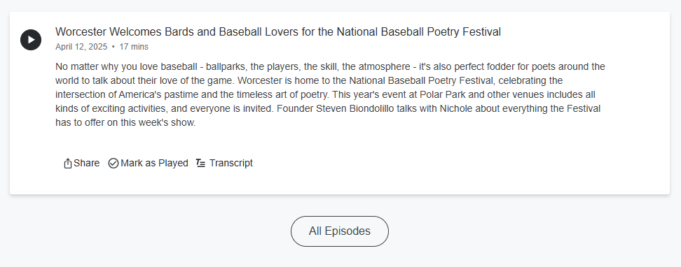 Worcester Welcomes Bards and Baseball Lovers for the National Baseball Poetry Festival, New England Weekend
