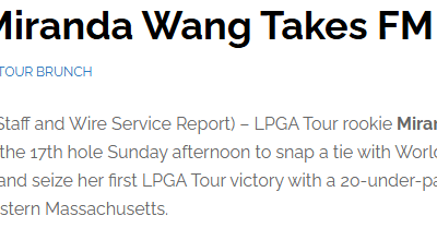 China’s Miranda Wang Takes FM Crown, PGA Tour Brunch