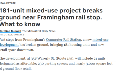181-unit mixed-use project breaks ground near Framingham rail stop. What to know, MetroWest Daily News
