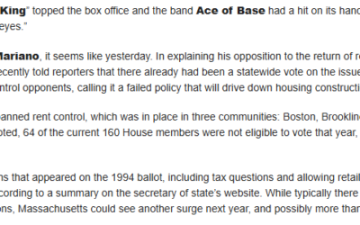 Back to the future on rent control, MASSterlist