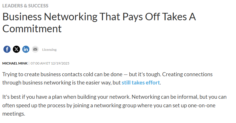 Business Networking That Pays Off Takes A Commitment, Investor’s Business Daily