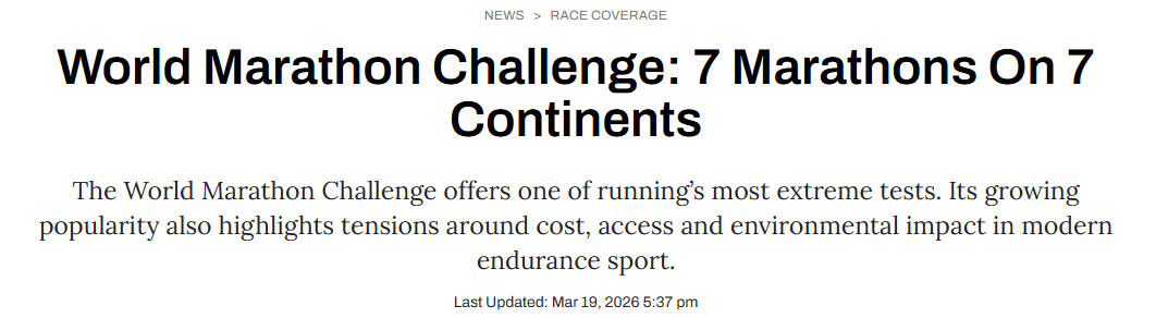 Is the World Marathon Challenge the Ultimate Race or Just the Ultimate Luxury?, Marathon Handbook