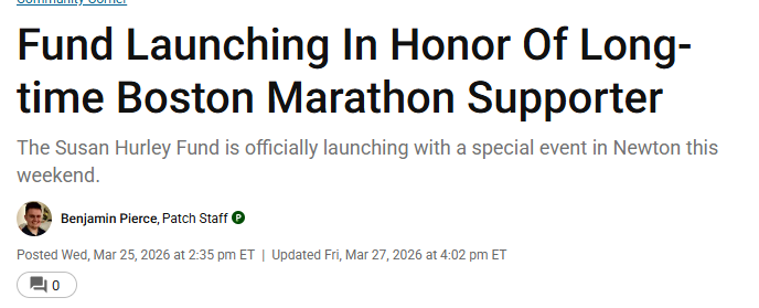 Joshua Milne PR: Fund-Launching-In-Honor-Of-Long-time-Boston-Marathon-Supporter-Newton-MA-Patch