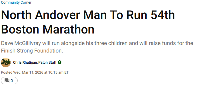 Coverage for Clients: North-Andover-Man-To-Run-54th-Boston-Marathon-North-Andover-MA-Patch