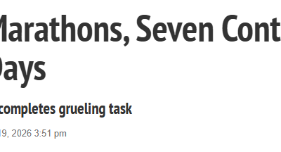 Seven Marathons, Seven Continents, Seven Days, The Community News