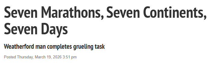 Joshua Milne PR: Seven-Marathons-Seven-Continents-Seven-Days-The-Community-News
